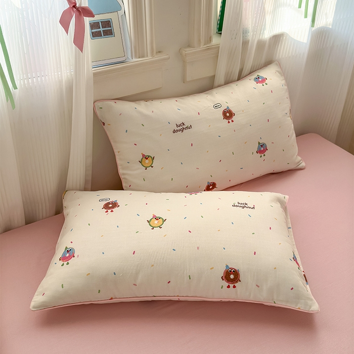 91家纺网 家纺一手货源 找家纺 沐棉家居 2025新款全棉双层纱四件套 甜甜圈