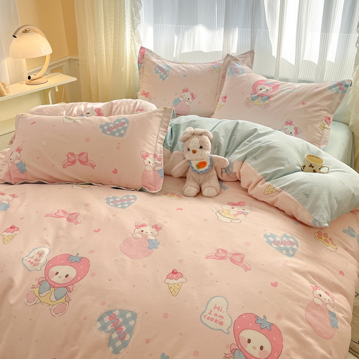 91家纺网 家纺一手货源 找家纺 涵宸家纺 2025新款全棉印花四件套 A洋娃娃