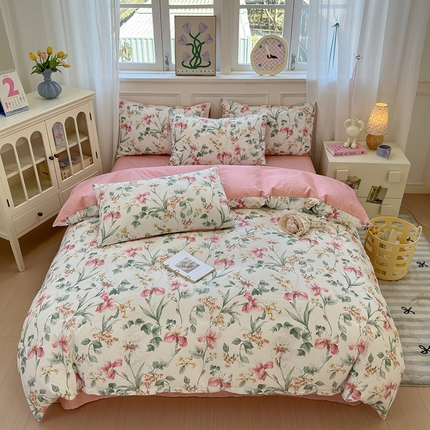 沐棉家居 2025新款全棉印花四件套 春风慕颜
