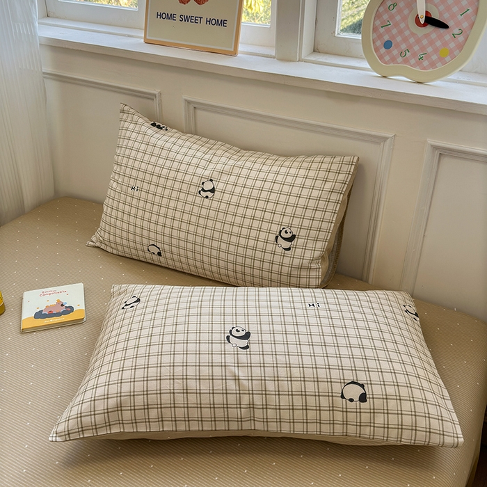 91家纺网 家纺一手货源 找家纺 沐棉家居 2025新款全棉印花四件套 可爱熊猫