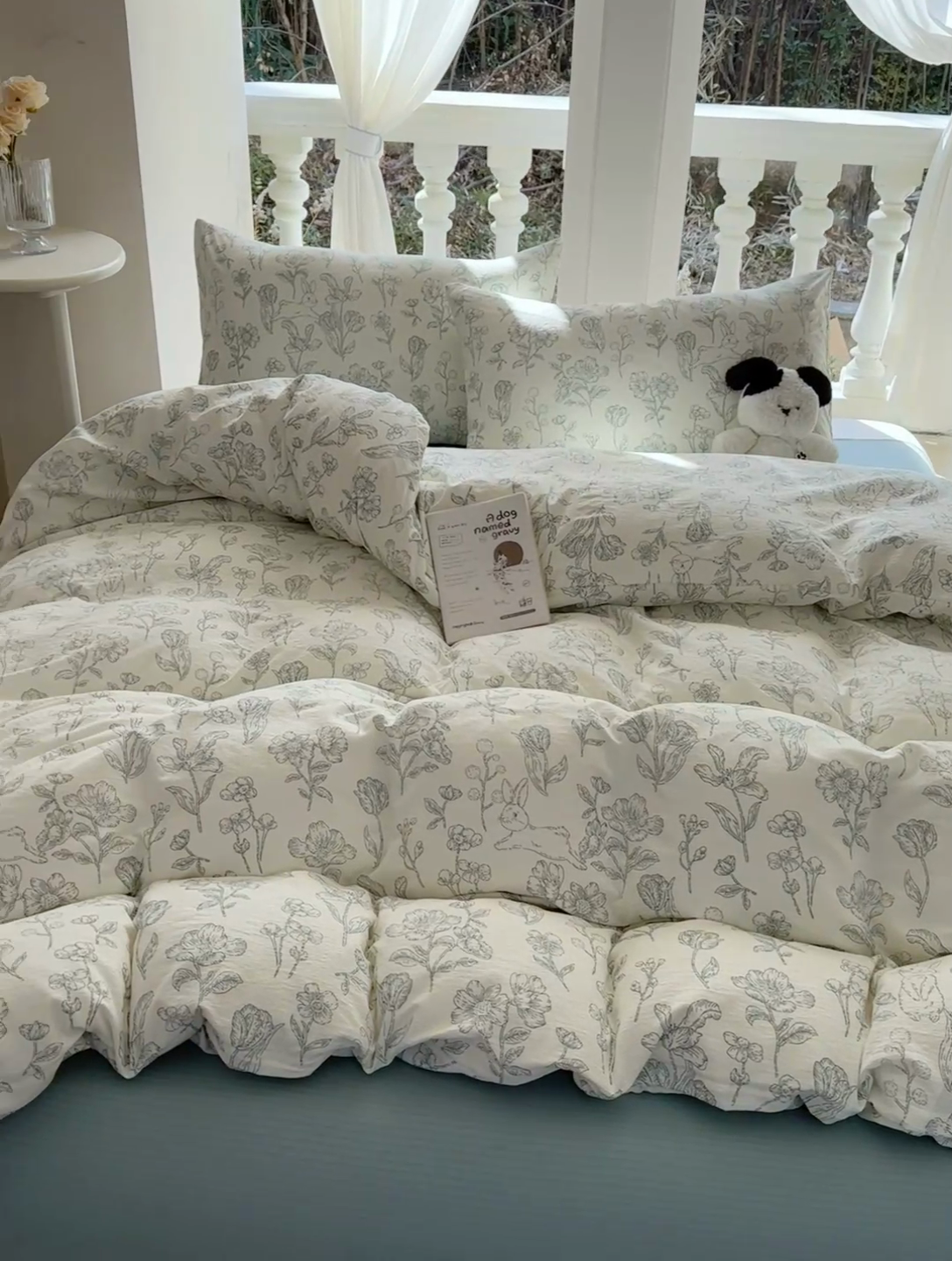 91家纺网 家纺一手货源 找家纺 韩巢家纺 2025新款云感双层纱床上用品四件套超柔裸睡级床单被套三件套-(提供卖家秀) 海像森林