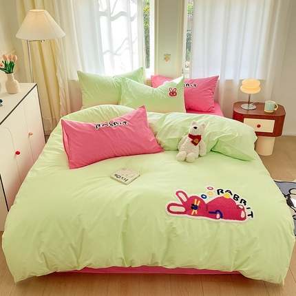 91家纺网 家纺一手货源 找家纺 （总）我心家纺 2025新款全棉毛巾绣四件套宿舍三件套