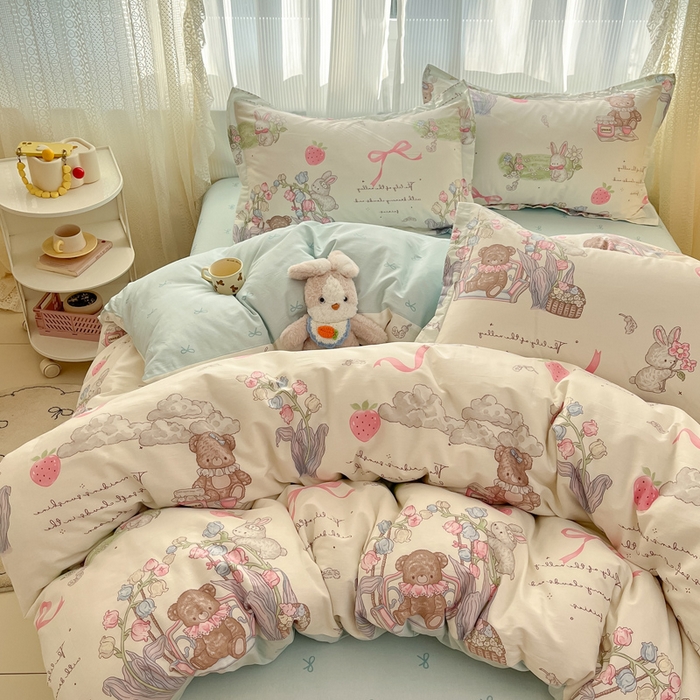 91家纺网 家纺一手货源 找家纺 涵宸家纺 2025新款全棉印花四件套 A游会仙境