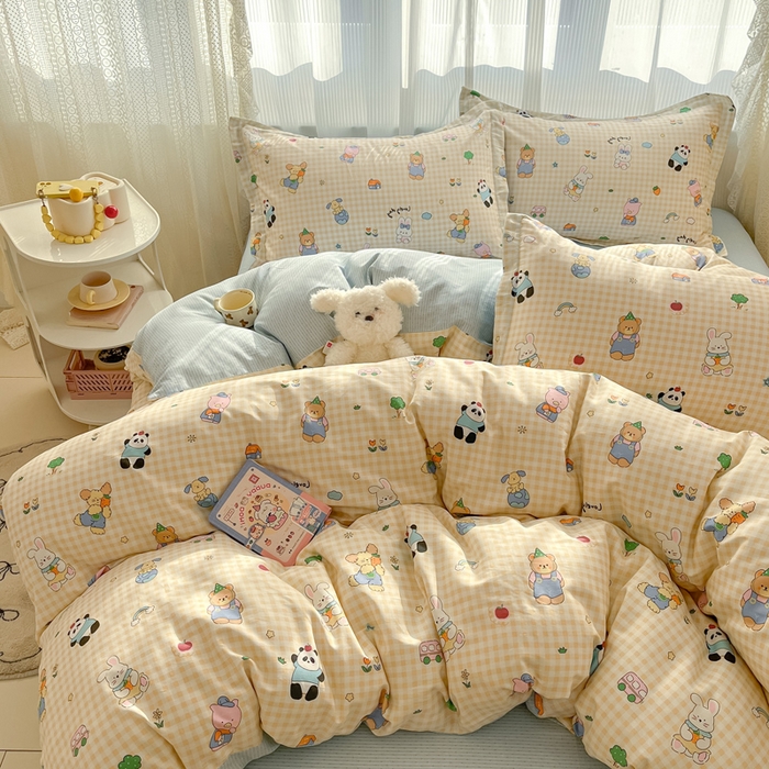 91家纺网 家纺一手货源 找家纺 涵宸家纺 2025新款全棉印花四件套 A森林派对