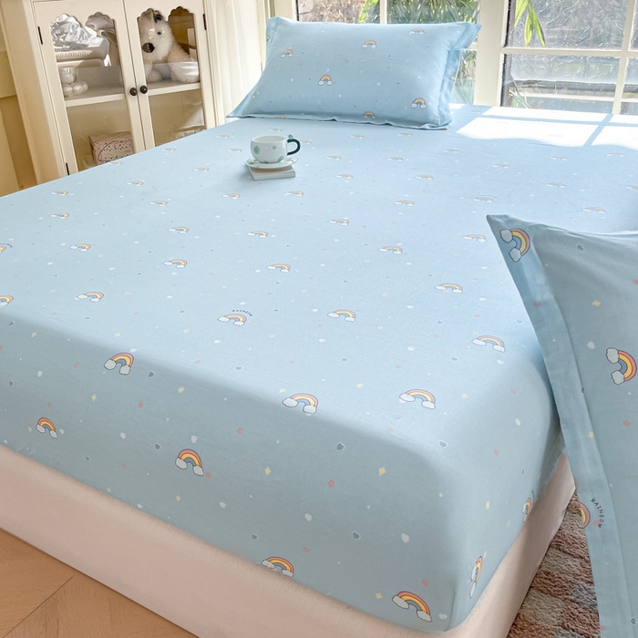 91家纺网 家纺一手货源 找家纺 晨希家居 2025新款全棉A类双层纱床笠 云朵梦