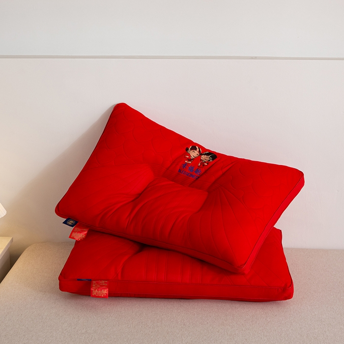 91家纺网 家纺一手货源 找家纺 （总）萌番宝 2025新款婚庆枕芯全棉纯棉婚庆护颈椎助眠大红色枕芯陪嫁家用枕头枕芯