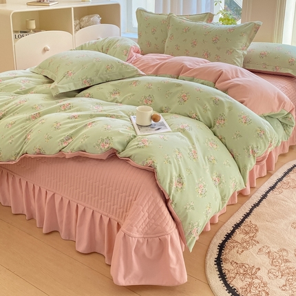 91家纺网 家纺一手货源 找家纺 （总）尚美 2025新款小碎花针织棉床盖四件套