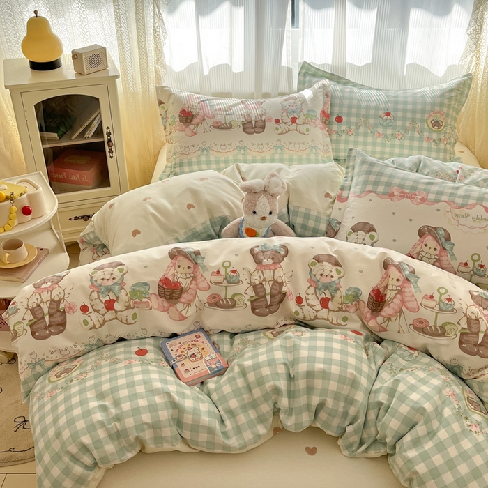 91家纺网 家纺一手货源 找家纺 涵宸家纺 2025新款全棉印花四件套 A秘境樱桃