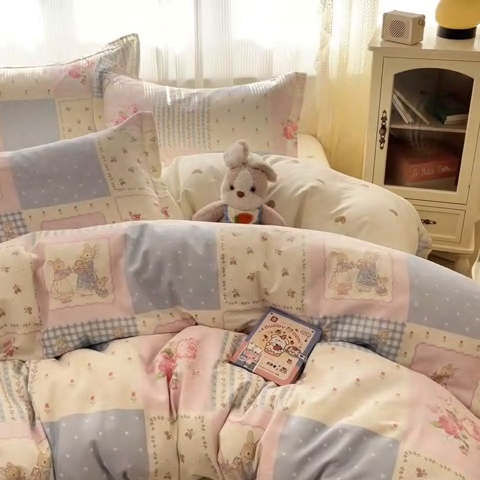 91家纺网 家纺一手货源 找家纺 涵宸家纺 2025新款全棉印花四件套 A浪漫小屋