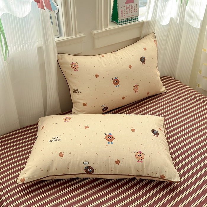 91家纺网 家纺一手货源 找家纺 沐棉家居 2025新款全棉双层纱四件套 曲奇饼干