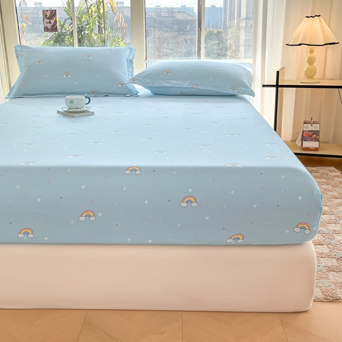 91家纺网 家纺一手货源 找家纺 晨希家居 2025新款全棉A类双层纱床笠 云朵梦