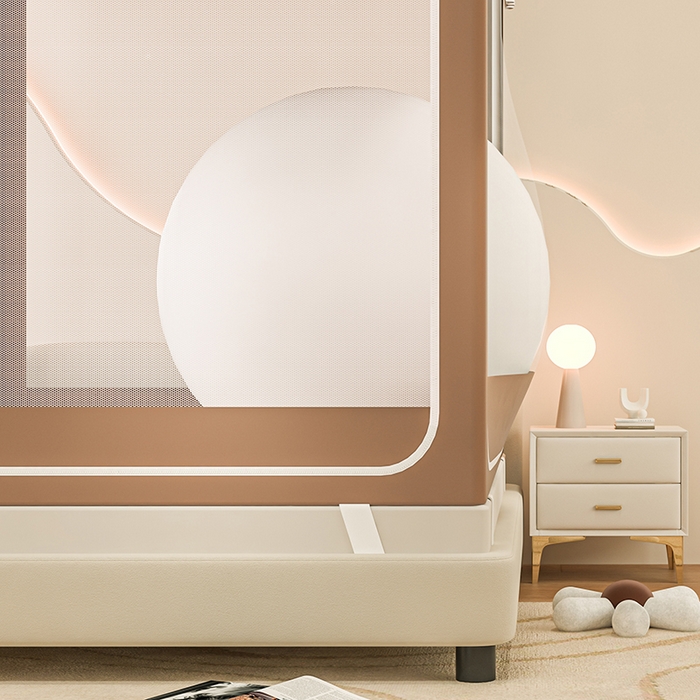 91家纺网 家纺一手货源 找家纺 千逸虹 2025新款坐床防摔可拆卸遮光双层布帘蚊帐 嗨皮萌宠