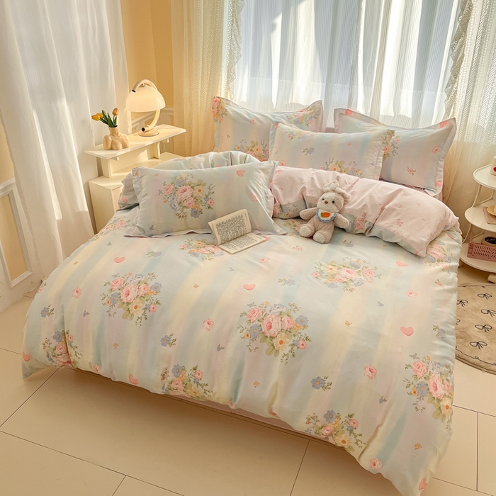 91家纺网 家纺一手货源 找家纺 涵宸家纺 2025新款全棉印花四件套 B海蓝花园