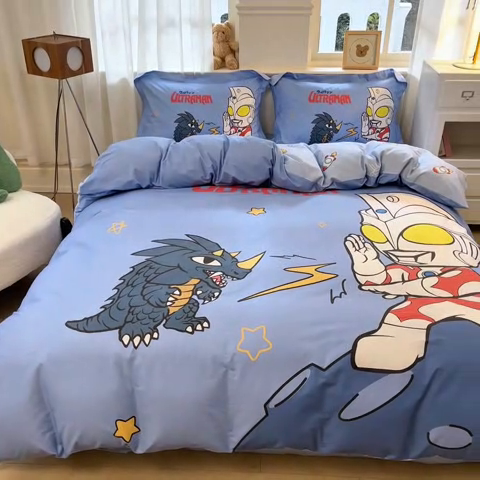 91家纺网 家纺一手货源 找家纺 蘭菲家纺 2025新款奥特曼全棉四件套 闪电