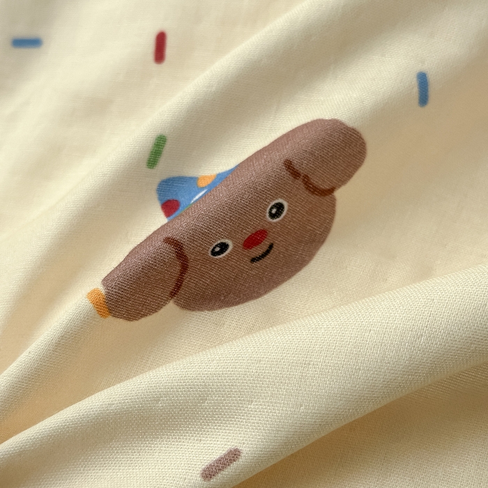 91家纺网 家纺一手货源 找家纺 沐棉家居 2025新款全棉双层纱四件套 狗狗派对