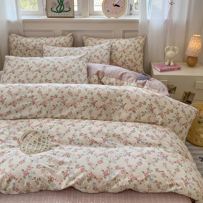 91家纺网 家纺一手货源 找家纺 沐棉家居 2025新款全棉印花四件套 露丝