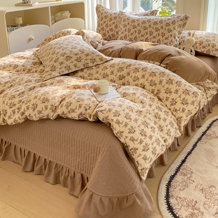 91家纺网 家纺一手货源 找家纺 （总）尚美 2025新款小碎花针织棉床盖四件套