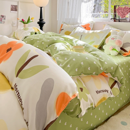 91家纺网 家纺一手货源 找家纺 （总）简冠家纺 2025新款印花植物羊绒磨毛四件套