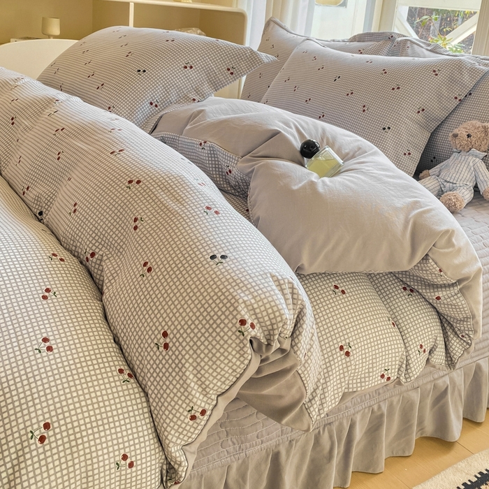 91家纺网 家纺一手货源 找家纺 尚美 2025新款小碎花针织棉床盖四件套 芳华