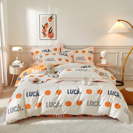 金纱玉纺家纺 2025新款全棉13376数码印花四件套（礼盒包装） 苹果世家-米