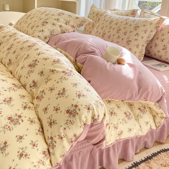 91家纺网 家纺一手货源 找家纺 尚美 2025新款小碎花针织棉床盖四件套 花絮