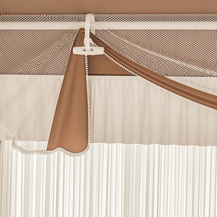 91家纺网 家纺一手货源 找家纺 千逸虹 2025新款坐床防摔可拆卸遮光双层布帘蚊帐 森林乐园