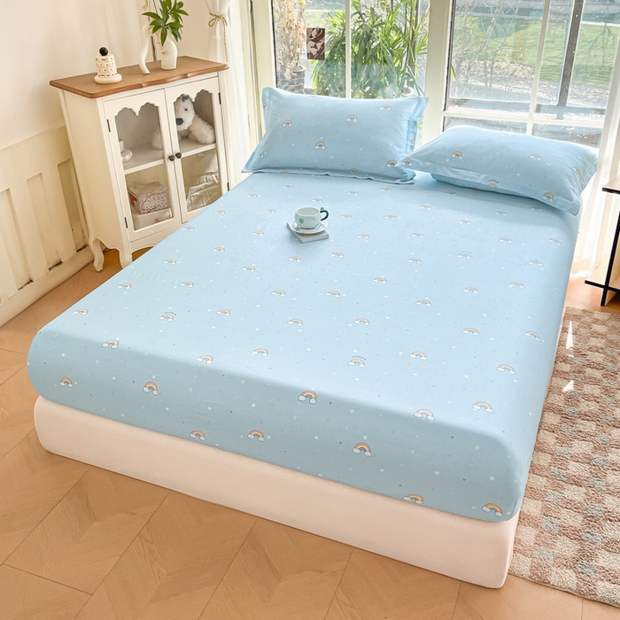 91家纺网 家纺一手货源 找家纺 晨希家居 2025新款全棉A类双层纱床笠 云朵梦