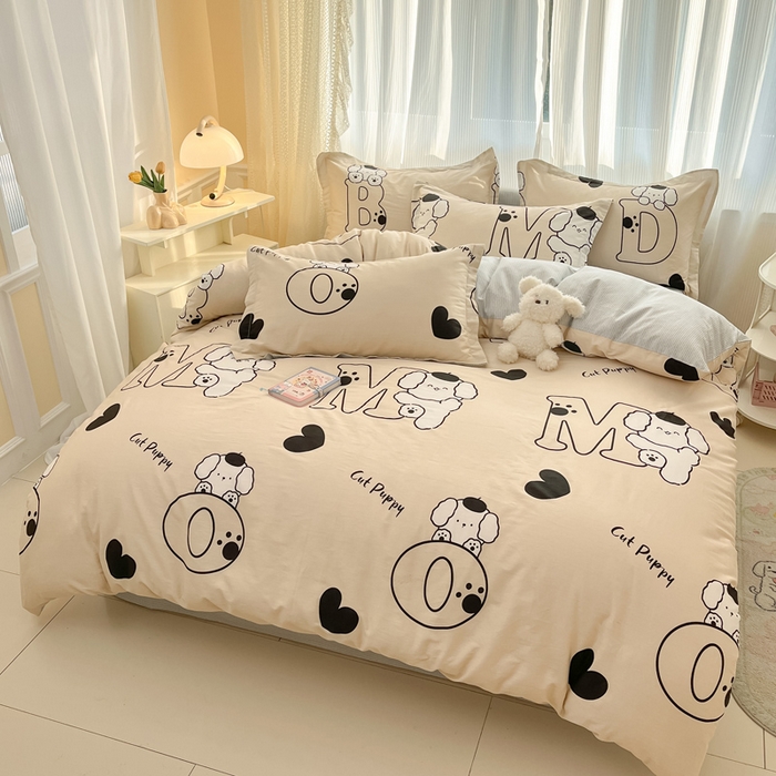 91家纺网 家纺一手货源 找家纺 涵宸家纺 2025新款全棉印花四件套 A字母汪