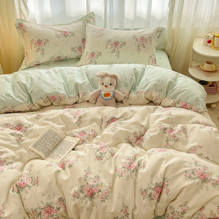 91家纺网 家纺一手货源 找家纺 涵宸家纺 2025新款全棉印花四件套 B花田妙语