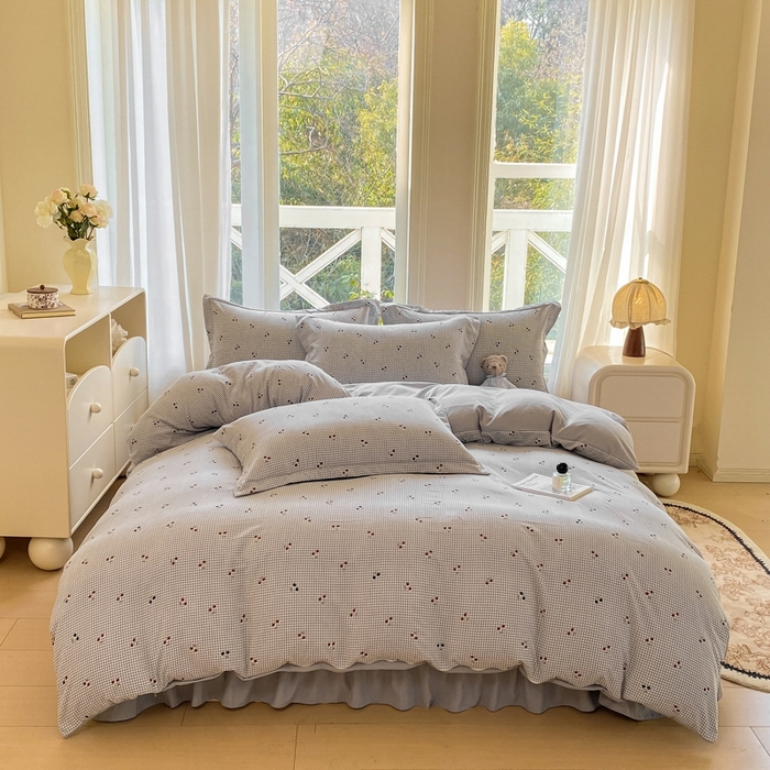 91家纺网 家纺一手货源 找家纺 尚美 2025新款小碎花针织棉床盖四件套 芳华