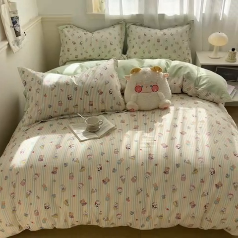 91家纺网 家纺一手货源 找家纺 涵宸家纺 2025新款全棉印花四件套 A奶芙芙