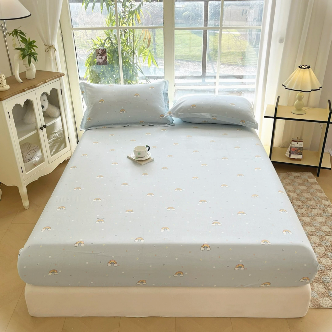 91家纺网 家纺一手货源 找家纺 晨希家居 2025新款全棉A类双层纱床笠 云朵梦