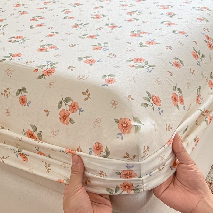 91家纺网 家纺一手货源 找家纺 晨希家居 2025新款全棉A类双层纱床笠 合欢