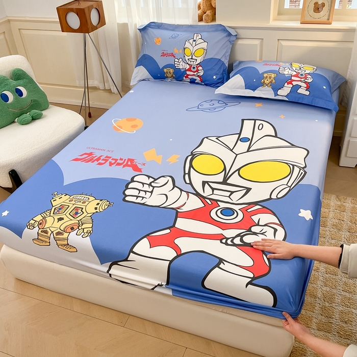 91家纺网 家纺一手货源 找家纺 蘭菲家纺 2025新款奥特曼全棉床笠 出击