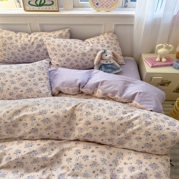 91家纺网 家纺一手货源 找家纺 沐棉家居 2025新款全棉印花四件套 嘻嘻兔