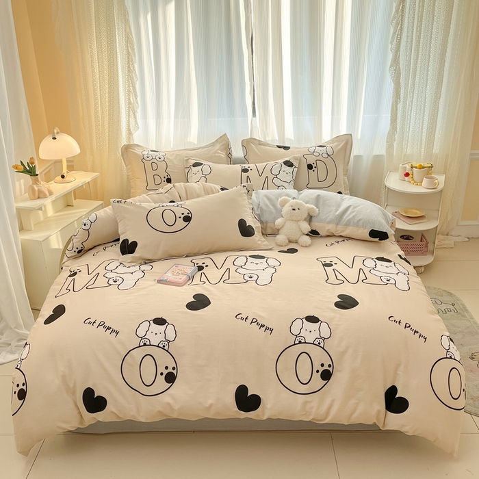 91家纺网 家纺一手货源 找家纺 涵宸家纺 2025新款全棉印花四件套 A字母汪