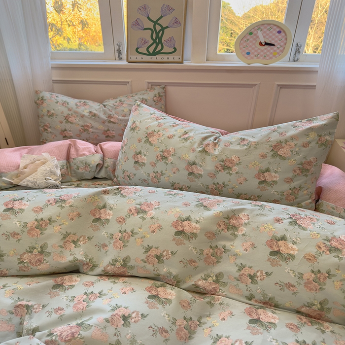 91家纺网 家纺一手货源 找家纺 沐棉家居 2025新款全棉印花四件套 春色满园