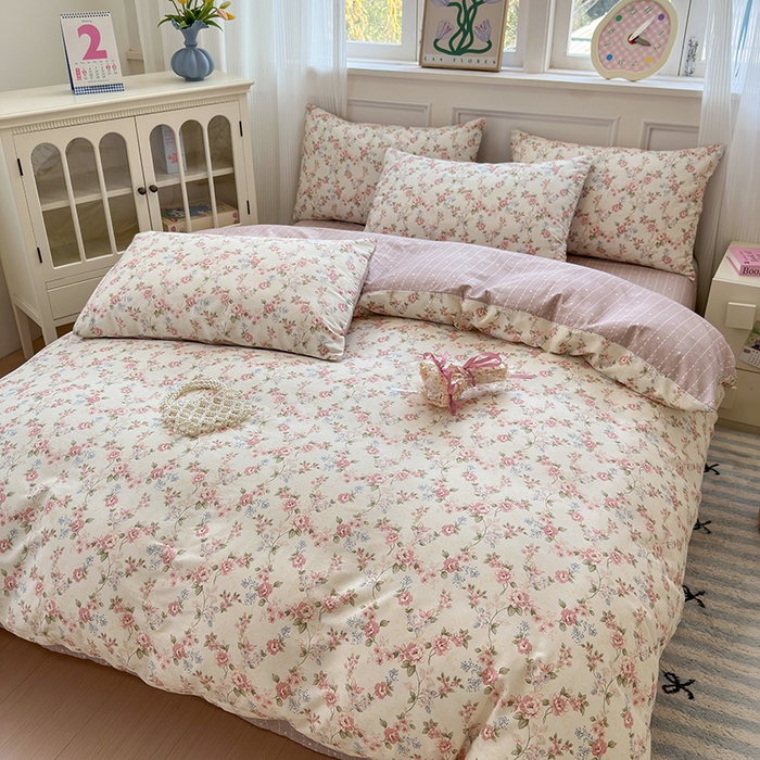 91家纺网 家纺一手货源 找家纺 沐棉家居 2025新款全棉印花四件套 露丝