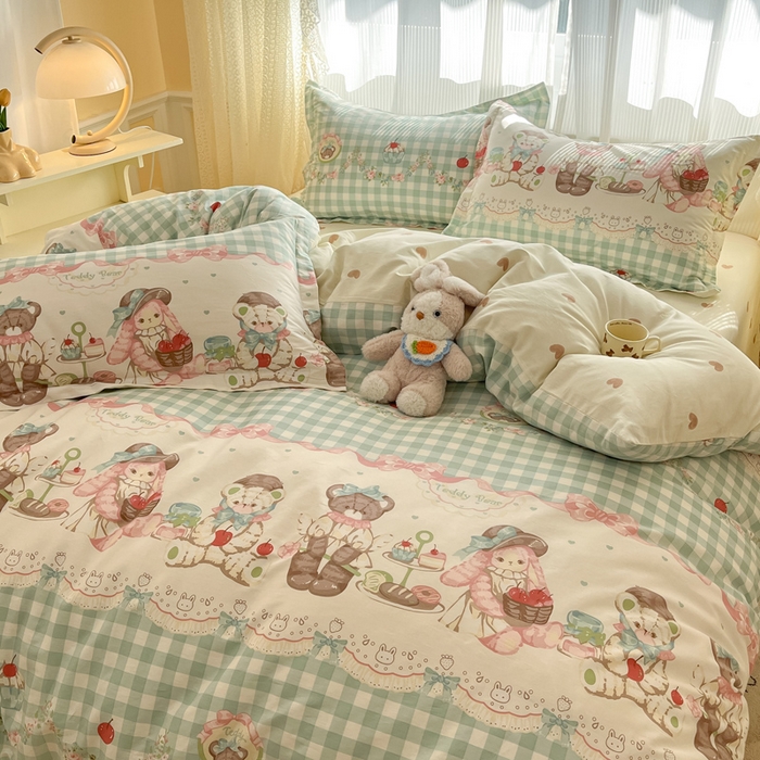 91家纺网 家纺一手货源 找家纺 涵宸家纺 2025新款全棉印花四件套 A秘境樱桃