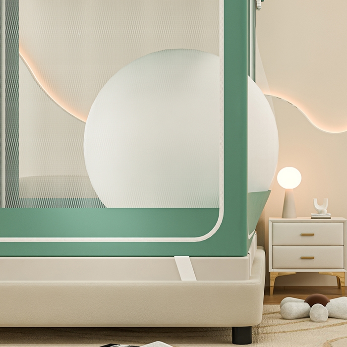 91家纺网 家纺一手货源 找家纺 千逸虹 2025新款坐床防摔可拆卸遮光双层布帘蚊帐 熊熊乐园