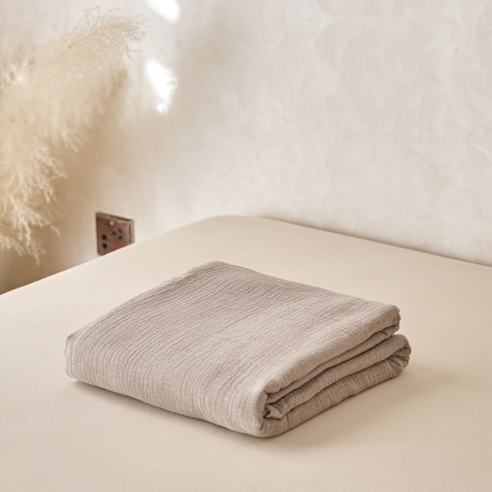 91家纺网 家纺一手货源 找家纺 蓝邻 2025新款全棉双层皱皱纱单品系列-单床单 深驼