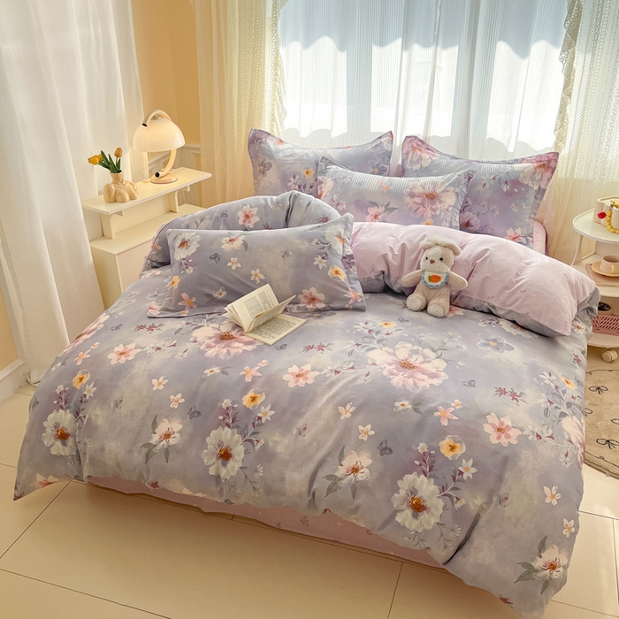 91家纺网 家纺一手货源 找家纺 涵宸家纺 2025新款全棉印花四件套 B茶山露水