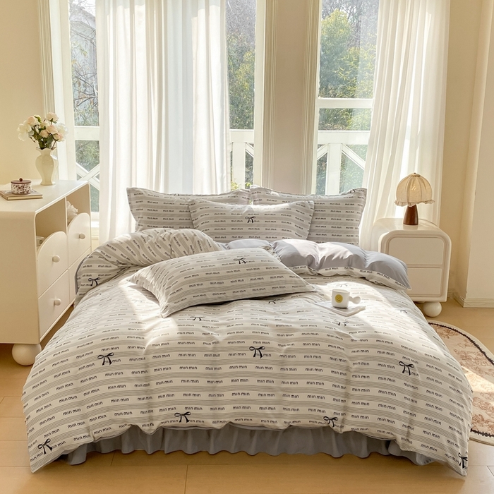 91家纺网 家纺一手货源 找家纺 尚美 2025新款小碎花针织棉床盖四件套 迷你蝴蝶