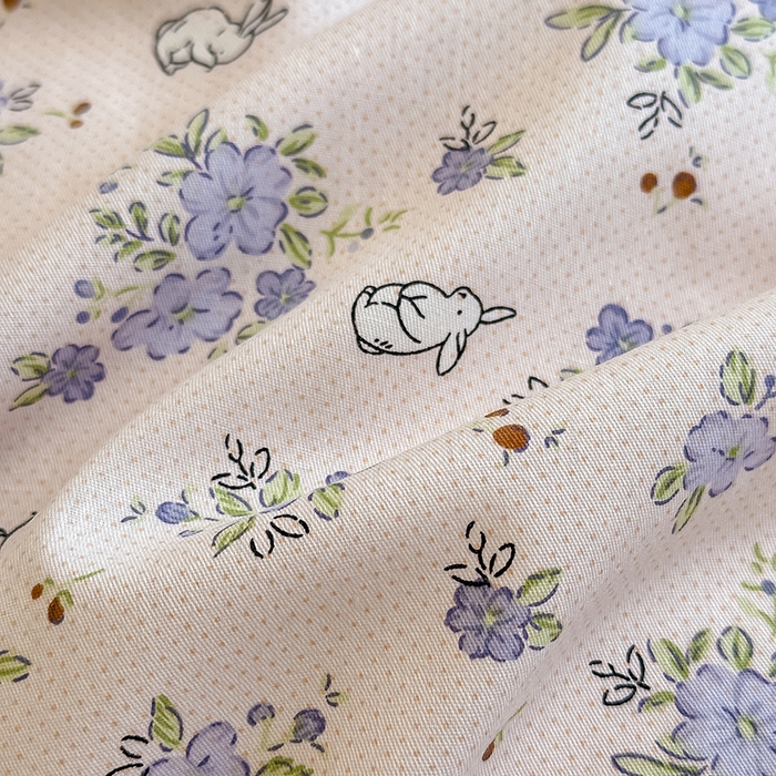 91家纺网 家纺一手货源 找家纺 沐棉家居 2025新款全棉印花四件套 嘻嘻兔