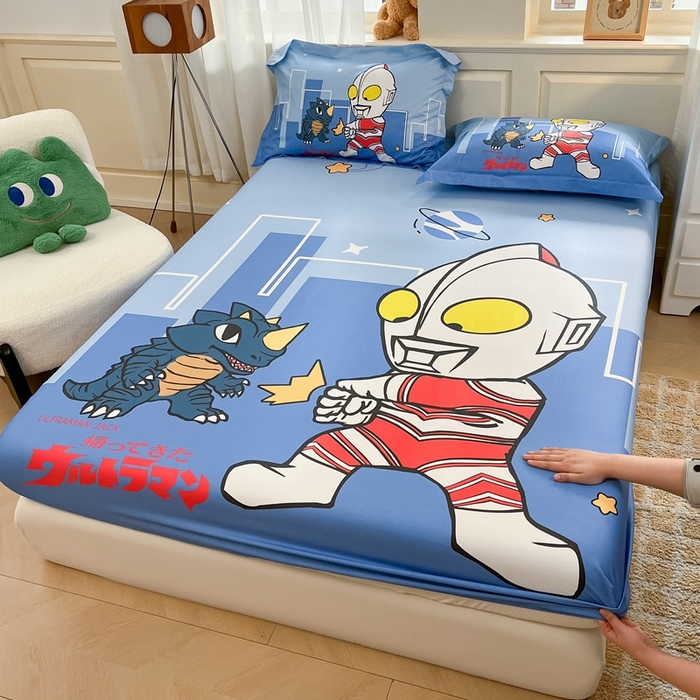 91家纺网 家纺一手货源 找家纺 蘭菲家纺 2025新款奥特曼全棉床笠 勇士