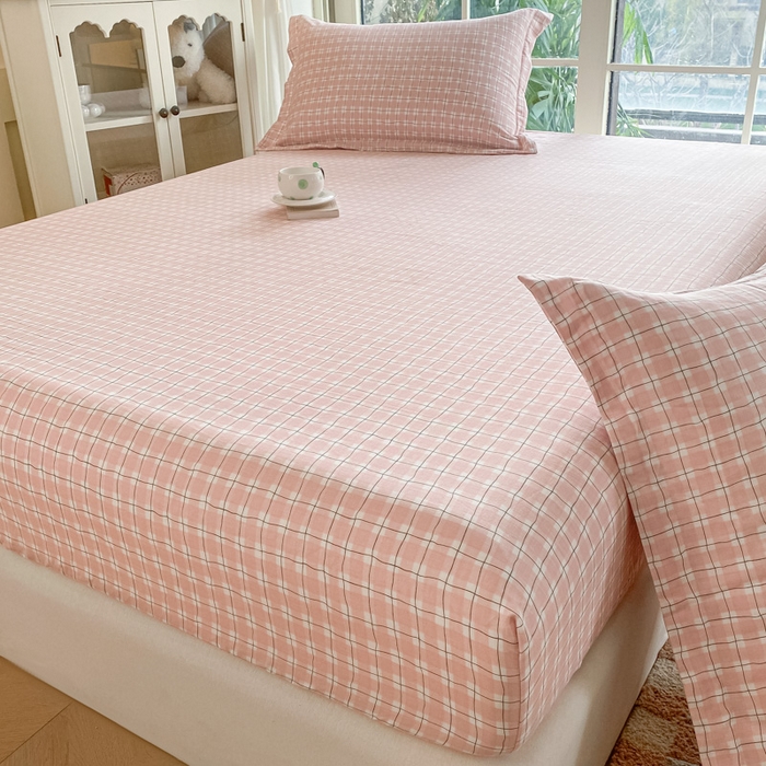 91家纺网 家纺一手货源 找家纺 晨希家居 2025新款全棉A类双层纱床笠 格调