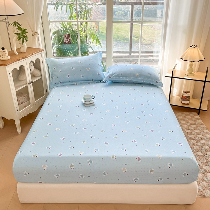 91家纺网 家纺一手货源 找家纺 晨希家居 2025新款全棉A类双层纱床笠 哈伦