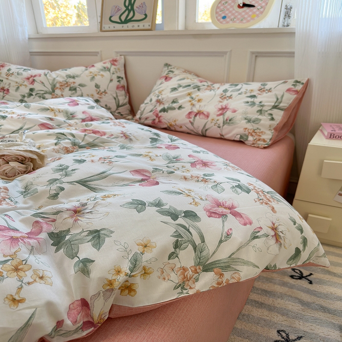 91家纺网 家纺一手货源 找家纺 沐棉家居 2025新款全棉印花四件套 春风慕颜