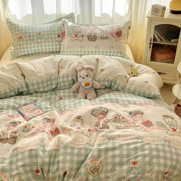 91家纺网 家纺一手货源 找家纺 涵宸家纺 2025新款全棉印花四件套 A秘境樱桃