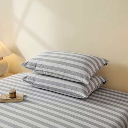 涵宸家纺 2025新款全棉印花良品系列枕套 枕套-多哈-灰